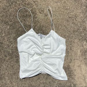 Gaze White Ruched Tank